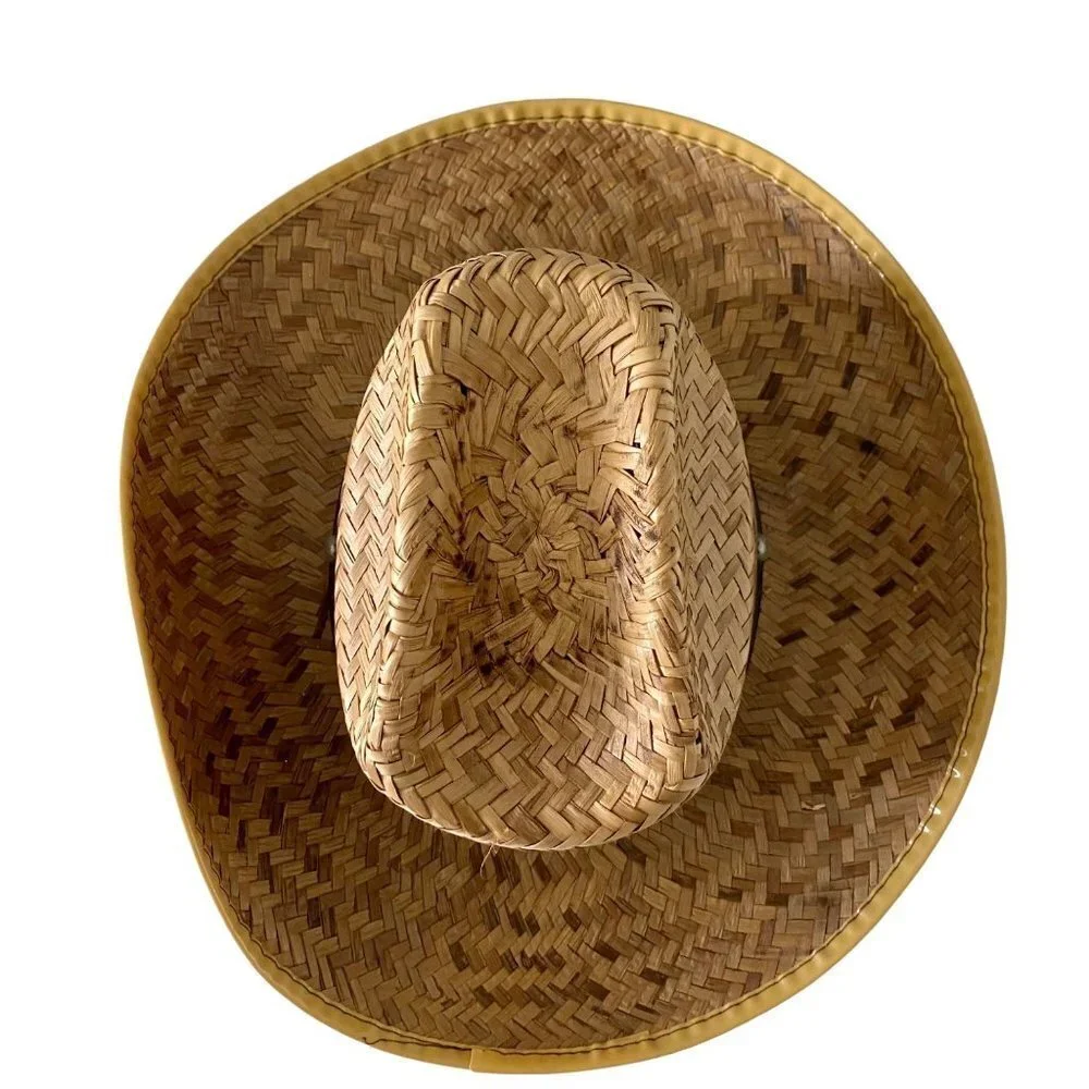 Straw Hat with Brown Band One Size